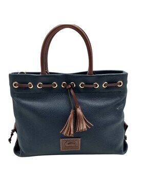 Dooney & Bourke Dark Blue Pebble Grain Tassel Tote